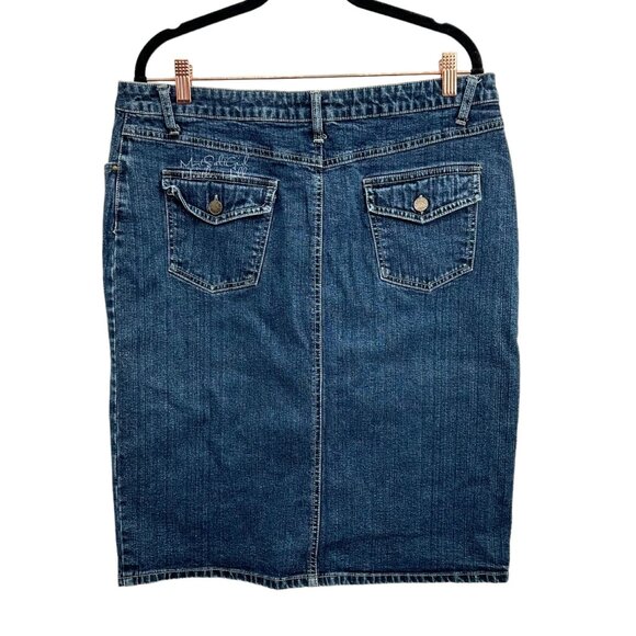 Vintage 1990's Carole Little Button Front Denim Midi Skirt Size 14 - Picture 2 of 3